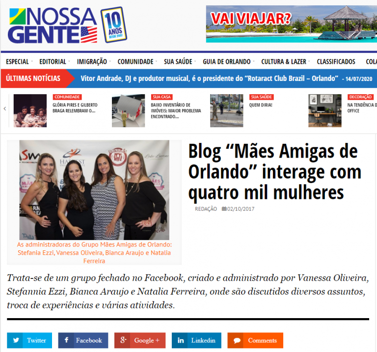Blog Mães Amigas de Orlando interage com quatro mil mulheres